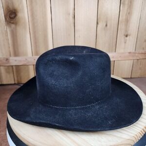 Beaver Hats Hat Fedora Fitted Mens 6 7/8 Black Felt Wide Brim Custom Made USA